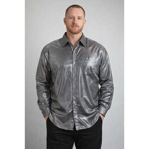 Inciti XL Shimmer Metallic Shirt Y2K Club Wear Disco‎ Futuristic Party Nightlife